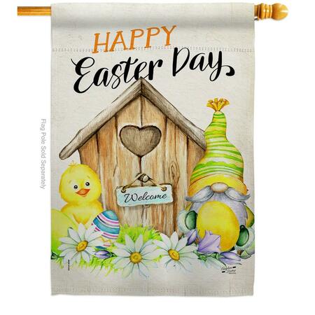 ANGELENO HERITAGE 28 x 40 in. Easter Gnome House Flag with Spring Double-Sided Vertical Decoration Banner Garden AN583464